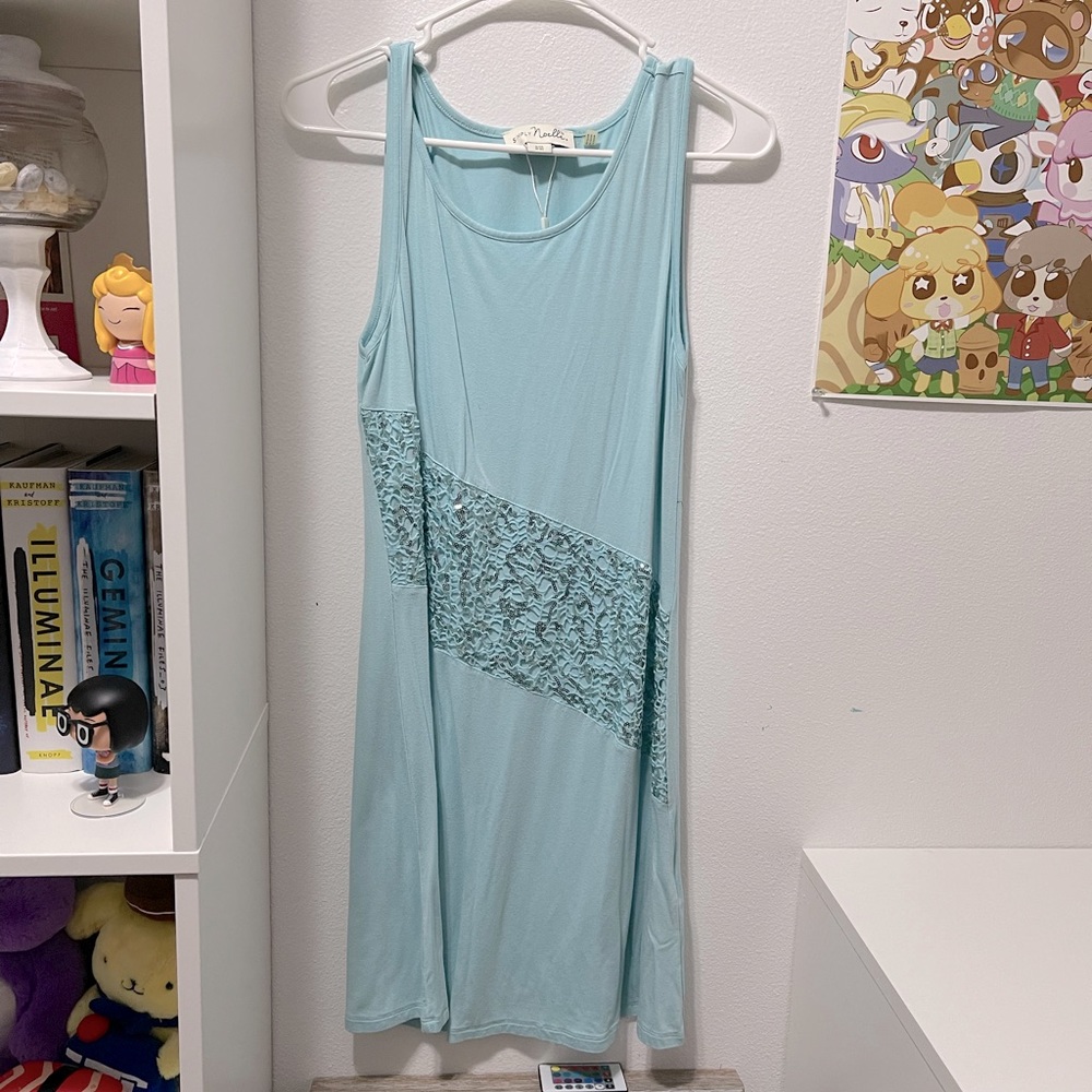 Simply Noelle Mint Blue Slip Dress with Sequins